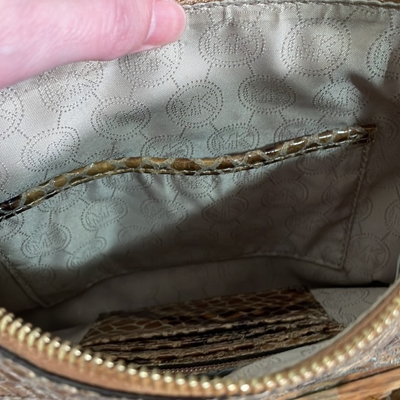 Michael Kors Embossed Leather Crossbody Bag Brown Python Snakeskin - Picture 8 of 13